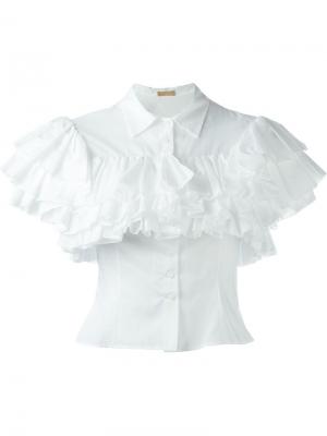 Рубашка с оборками Alaïa. Цвет: белый