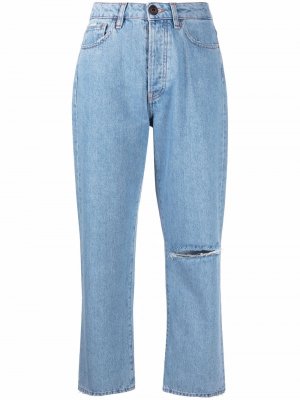 Укороченные джинсы с прорезями 3x1. Цвет: синий