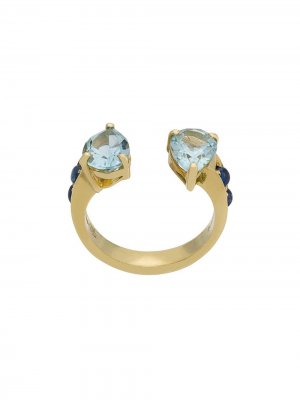 Золотое кольцо odora с аквамарином Dubini. Цвет: синий