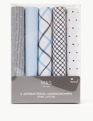 Комплект мужских носовых платков с геометрическим узором (5 шт.) M&S Collection. Цвет: синий микс
