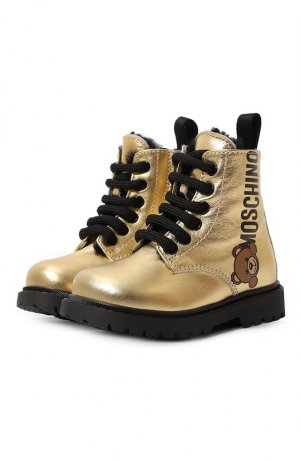 Кожаные ботинки Moschino. Цвет: золотой