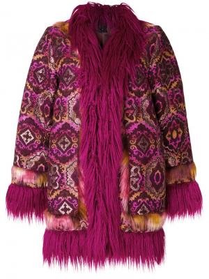 Пальто с драпировкой и вышивкой Anna Sui. Цвет: розовый