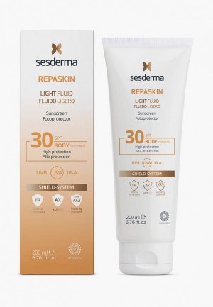 Крем солнцезащитный Sesderma нежный SPF30 REPASKIN LIGHT FLUID, 200 мл. Цвет: белый