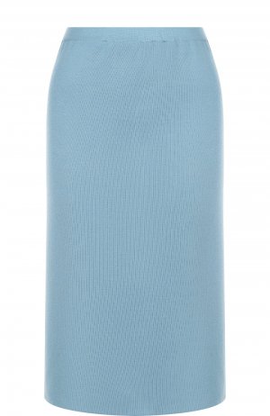 Однотонная юбка-миди из смеси шелка и кашемира Tse. Цвет: голубой