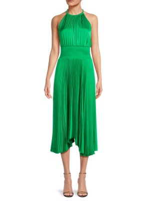 Плиссированное атласное платье миди Renzo II , цвет Verde A.L.C.