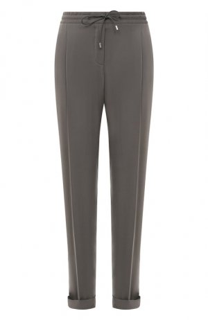 Шелковые прямые брюки с эластичным поясом Loro Piana. Цвет: серый