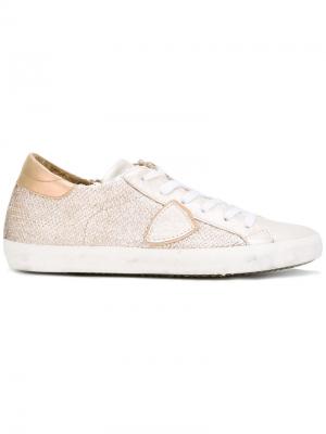 Lateral patch lace-up sneakers Philippe Model. Цвет: телесный