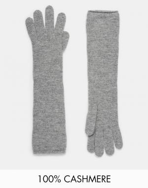 Длинные кашемировые перчатки Johnstons. Цвет: светло-серый