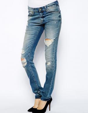 Рваные джинсы с классической талией 7 For All Mankind. Цвет: indigo - индиго