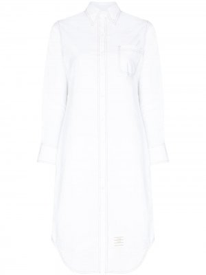 Платье-рубашка мини с контрастной строчкой Thom Browne. Цвет: белый