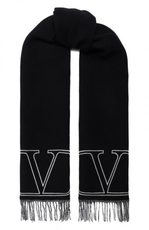 Шерстяной шарф Valentino. Цвет: чёрный