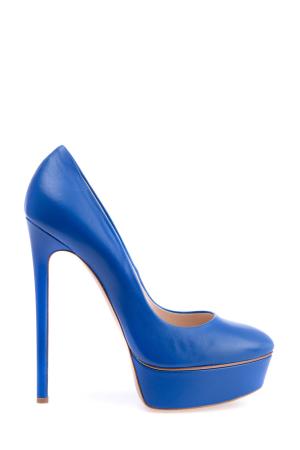 Туфли из кожи неонового цвета с платформой и высоким каблуком CASADEI. Цвет: синий