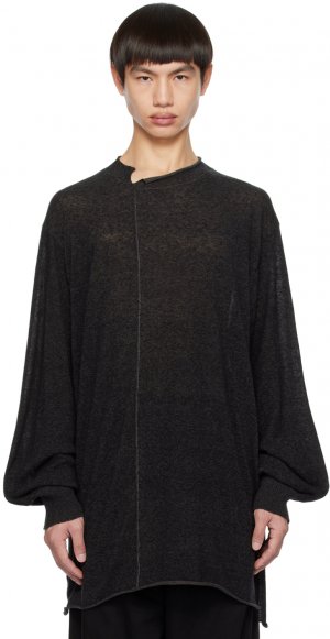 Черно-серый свитер с закругленными краями Yohji Yamamoto