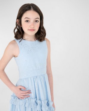 Платье Celeste с эффектом металлик и рюшами для девочек, размер 7–16 Zoe