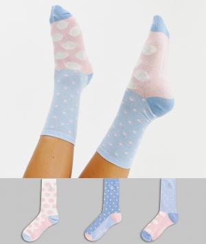Подарочный набор из 3 пар носков в горошек Penguin. Цвет: мульти