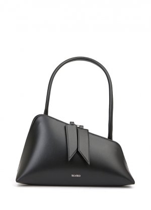 Черная женская кожаная сумка на плечо асимметричного кроя The Attico