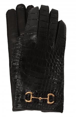 Перчатки из кожи аллигатора Gucci. Цвет: чёрный