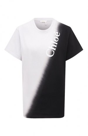 Хлопковая футболка Chloé. Цвет: чёрно-белый
