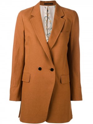 Двубортное пальто миди Paul Smith. Цвет: коричневый