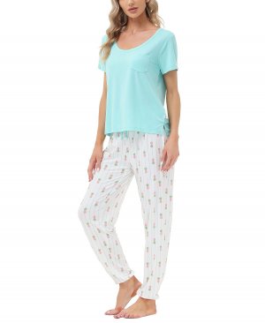 Женская футболка с короткими рукавами и карманами брюки-джоггеры принтом, пижамный комплект из 2 предметов Echo