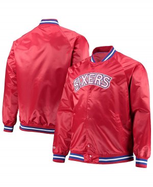 Мужская красная куртка philadelphia 76ers big and tall hardwood classics raglan satin full-snap jacket , красный Mitchell & Ness