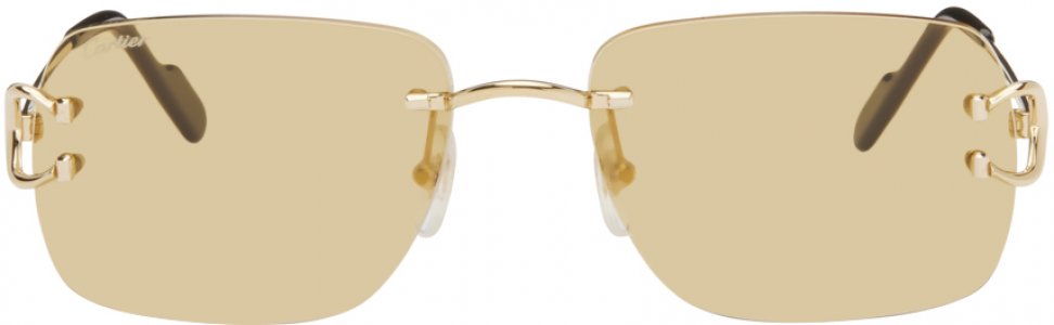 Золотые квадратные солнцезащитные очки , цвет Gold/Gold/Yellow Cartier