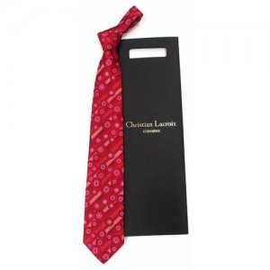 Ярко-пурпурного цвета шелковый галстук с геометрией 820182 Christian Lacroix. Цвет: красный