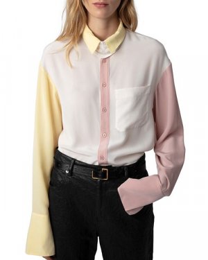 Шелковая рубашка Tyrone с цветными блоками , цвет Pink Zadig & Voltaire
