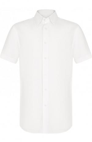 Льняная рубашка с короткими рукавами Ermenegildo Zegna. Цвет: белый