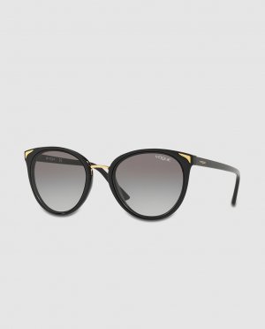 Черные солнцезащитные очки-панто с металлическими деталями, черный Vogue