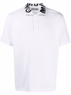 Рубашка поло с логотипом на воротнике Moschino. Цвет: белый