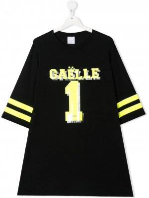 Платье-футболка с логотипом Gaelle Paris Kids. Цвет: черный