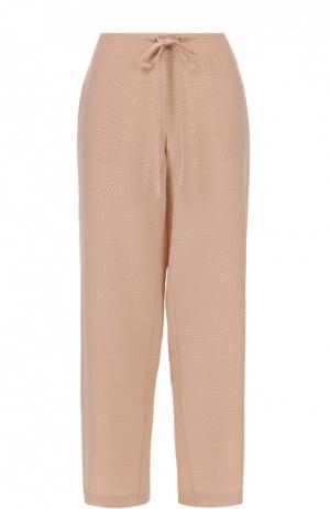 Шелковые брюки в горох пижамном стиле Theory. Цвет: розовый