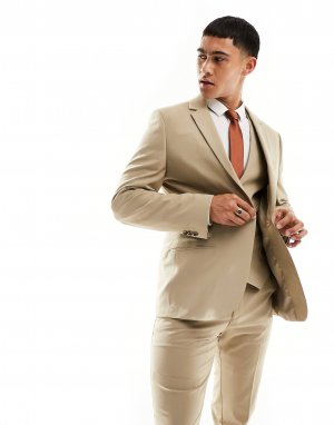 Пиджак Design Skinny Suit, светло-бежевый Asos