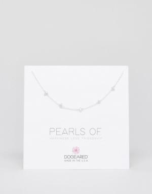 Серебряное ожерелье-чокер с жемчугом Pearls of Happiness Dogeared. Цвет: серебряный