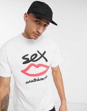 Белая футболка с логотипом -Белый Sex Skateboards