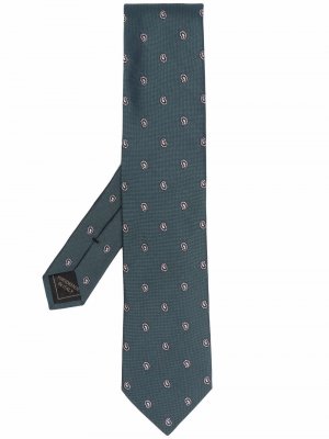 Шелковый галстук с узором Brioni. Цвет: зеленый