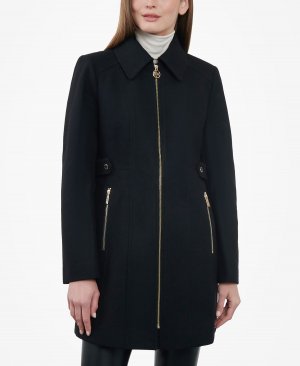 Женское пальто с клубным воротником и молнией спереди , черный Michael Kors