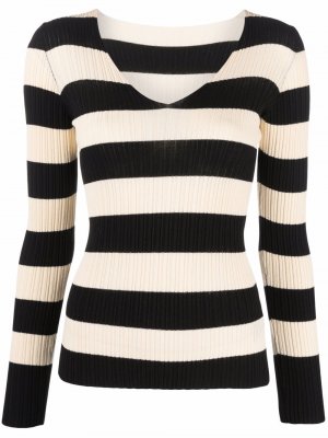 Stripe-print V-neck jumper Roberto Collina. Цвет: черный