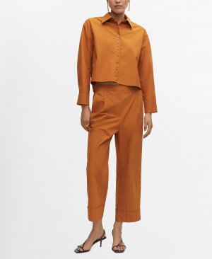 Женские брюки-кюлоты со складками MANGO, коричневый Mango