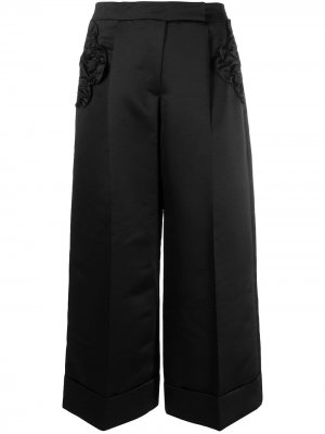 Укороченные широкие брюки с нашивкой Simone Rocha. Цвет: черный