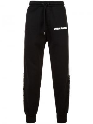 Спортивные брюки с логотипом и полосками Palm Angels. Цвет: черный