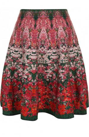 Расклешенная мини-юбка с цветочным рисунком Alexander McQueen. Цвет: разноцветный