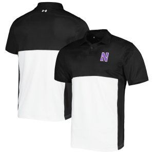 Мужская черная/белая рубашка-поло Northwestern Wildcats зеленая с блокировкой Performance Polo Under Armour