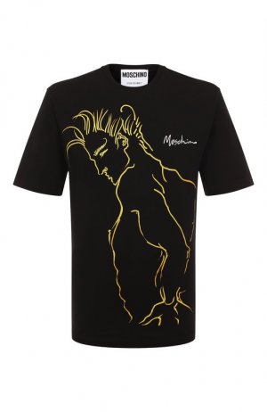 Хлопковая футболка Moschino. Цвет: чёрный