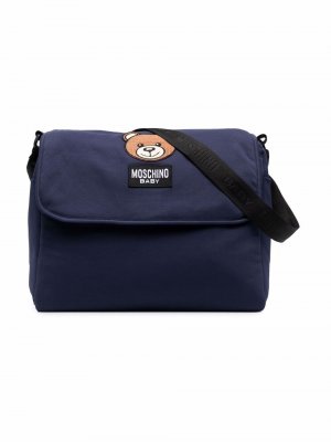 Пеленальная сумка с логотипом Moschino Kids. Цвет: синий