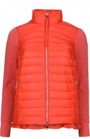 Утепленная куртка с оборкой Moncler. Цвет: коралловый