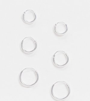 Набор из 3 пар серебрянных серег-колец -Серебряный ASOS DESIGN