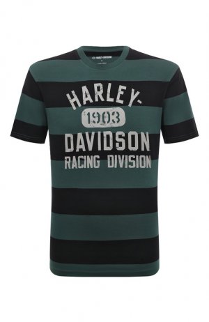 Хлопковая футболка Harley-Davidson. Цвет: зелёный