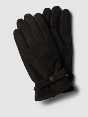 Кожаные перчатки с регулируемым ремешком, модель THIN, черный Barbour